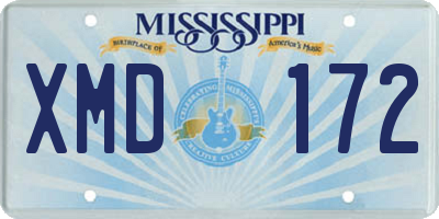 MS license plate XMD172