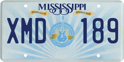 MS license plate XMD189