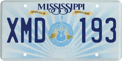MS license plate XMD193