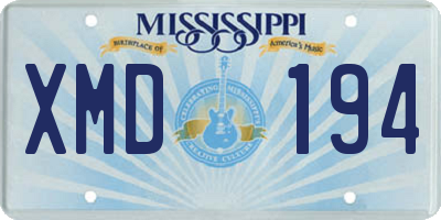 MS license plate XMD194