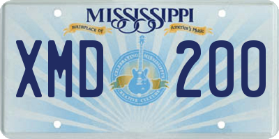 MS license plate XMD200