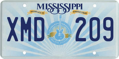 MS license plate XMD209