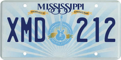 MS license plate XMD212