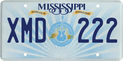 MS license plate XMD222