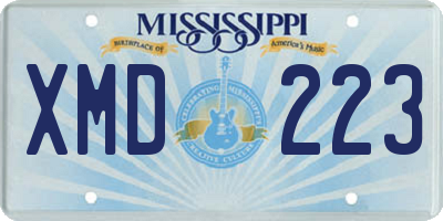 MS license plate XMD223