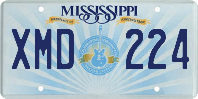 MS license plate XMD224