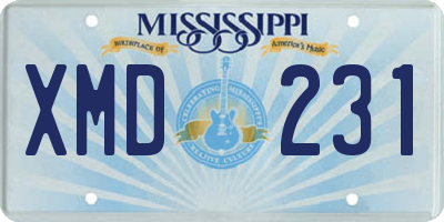 MS license plate XMD231