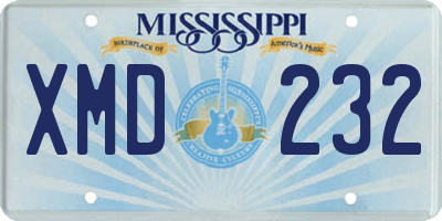 MS license plate XMD232