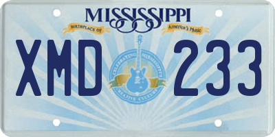 MS license plate XMD233