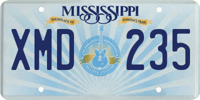 MS license plate XMD235