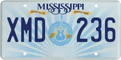 MS license plate XMD236