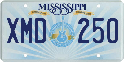 MS license plate XMD250