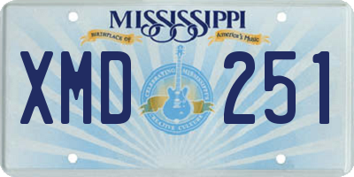 MS license plate XMD251