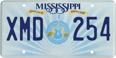 MS license plate XMD254