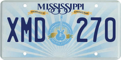 MS license plate XMD270