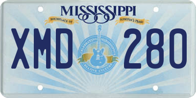MS license plate XMD280