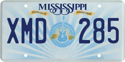 MS license plate XMD285