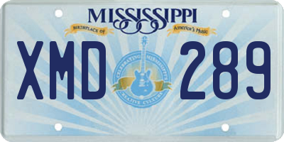 MS license plate XMD289