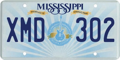 MS license plate XMD302
