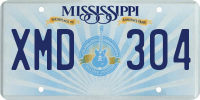MS license plate XMD304