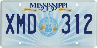 MS license plate XMD312