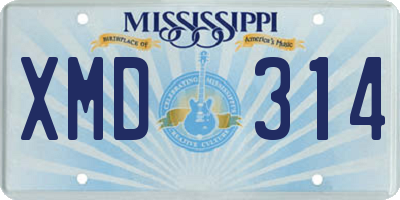 MS license plate XMD314