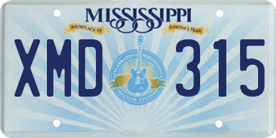 MS license plate XMD315