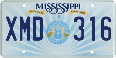 MS license plate XMD316