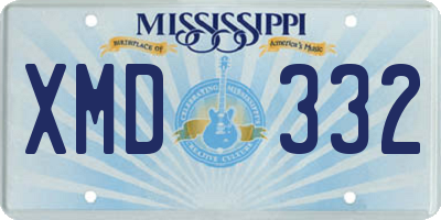 MS license plate XMD332