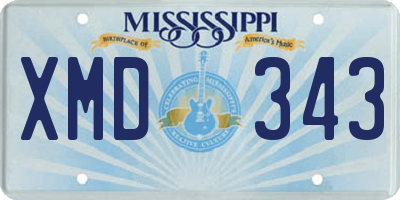 MS license plate XMD343