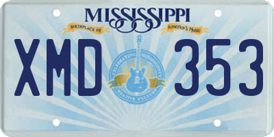 MS license plate XMD353