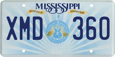 MS license plate XMD360