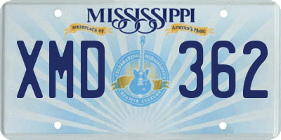 MS license plate XMD362