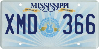 MS license plate XMD366