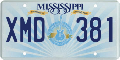 MS license plate XMD381