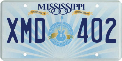MS license plate XMD402