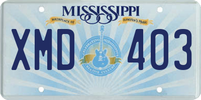 MS license plate XMD403