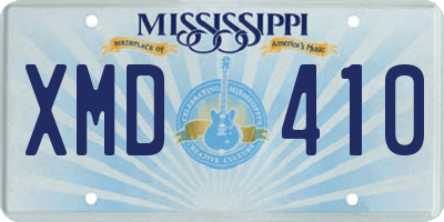 MS license plate XMD410