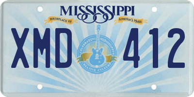 MS license plate XMD412