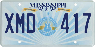 MS license plate XMD417