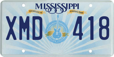 MS license plate XMD418