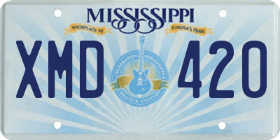 MS license plate XMD420
