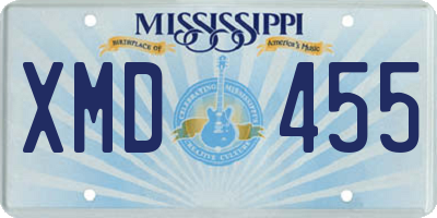 MS license plate XMD455