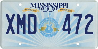 MS license plate XMD472