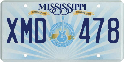 MS license plate XMD478