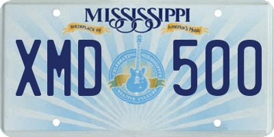 MS license plate XMD500