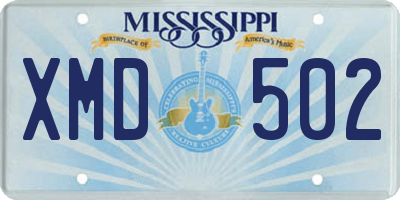 MS license plate XMD502