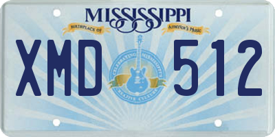 MS license plate XMD512