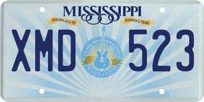 MS license plate XMD523