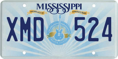 MS license plate XMD524